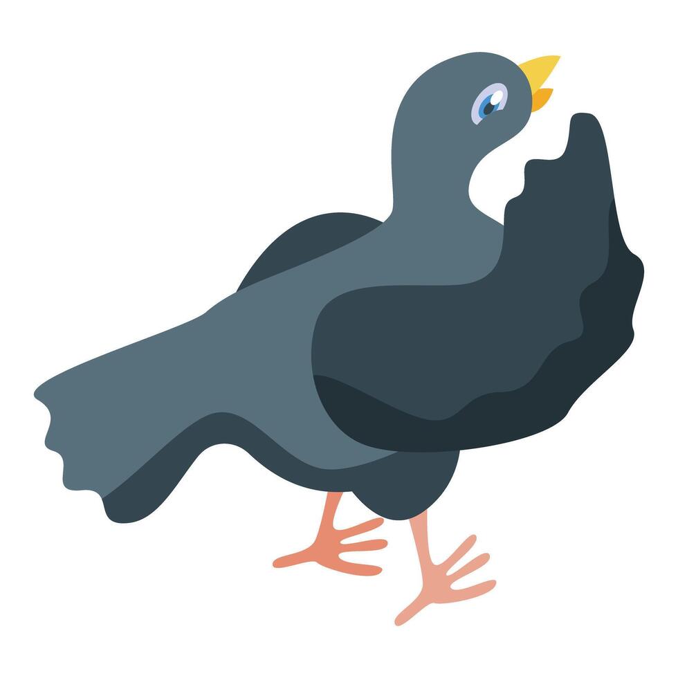 Gray city pigeon walking and turning its head back isometric view vector