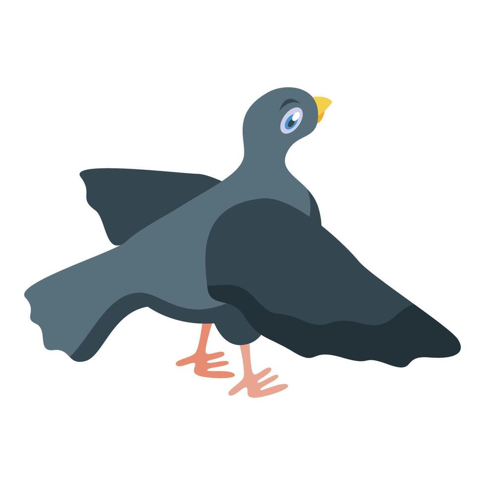 Gray city pigeon spreading its wings vector
