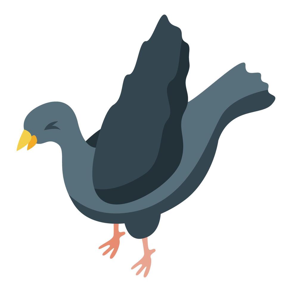 Gray city pigeon flapping its wings isometric illustration vector