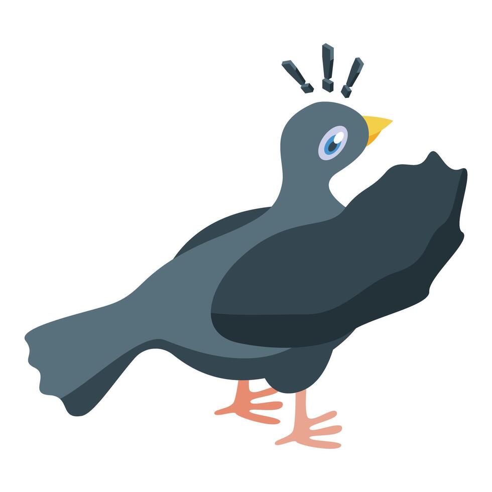 Surprised pigeon looking at something isometric vector illustration