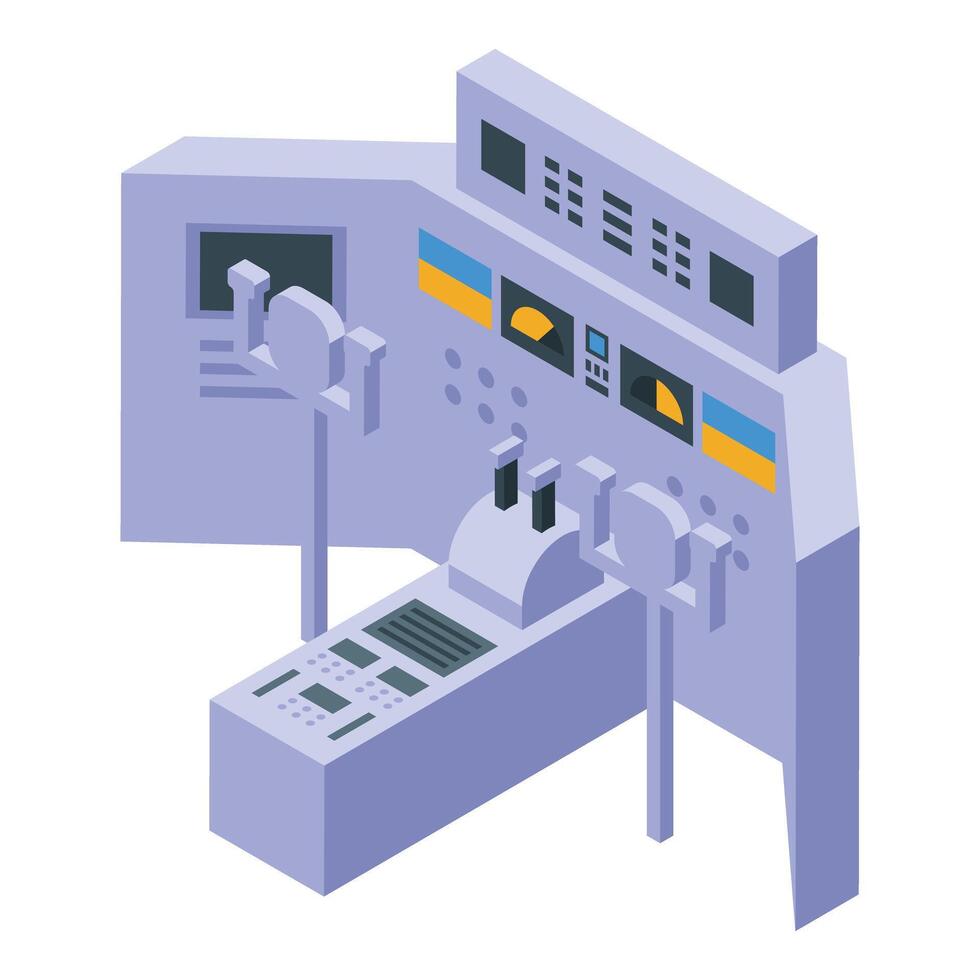 Control panel showing flight deck of airplane with buttons and levers vector