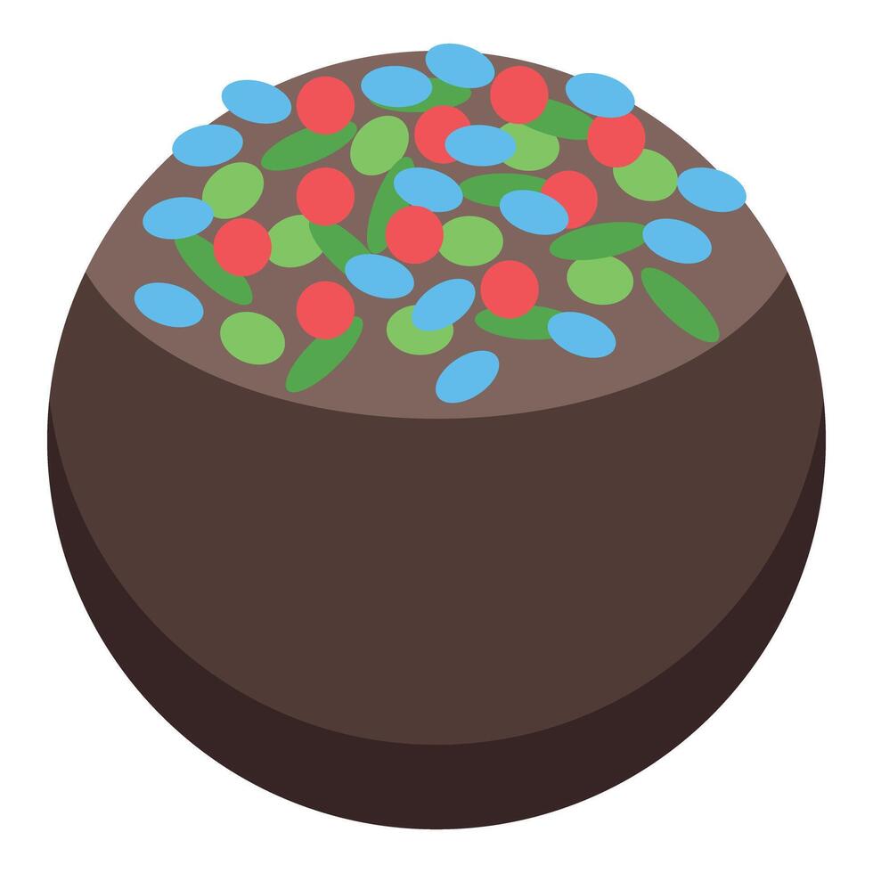 Delicious chocolate truffle decorated with colorful sprinkles vector