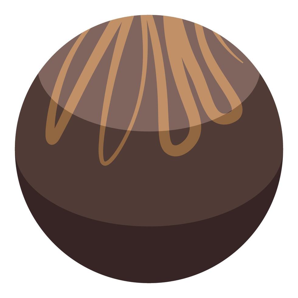 Round chocolate candy covered in brown chocolate drizzle vector