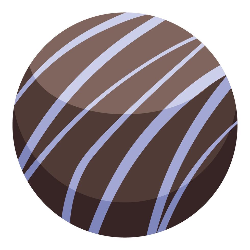 Round chocolate candy decorated with white chocolate stripes vector
