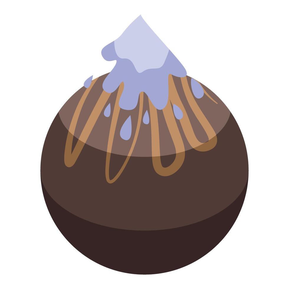 Chocolate candy with white and dark chocolate drizzle icon isometric vector