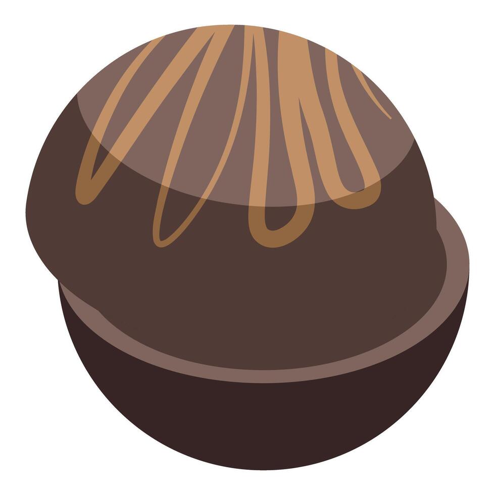Round chocolate candy with caramel decoration is being rotated vector