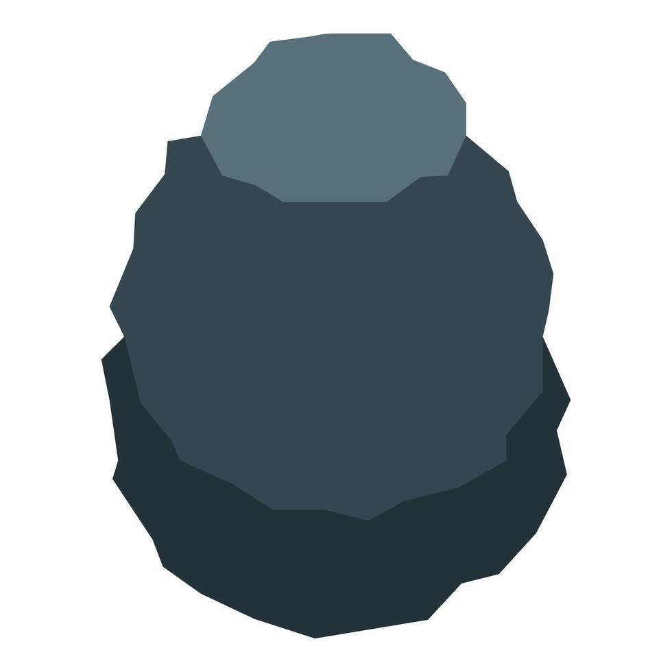 Big dark gray stone lying on the ground vector