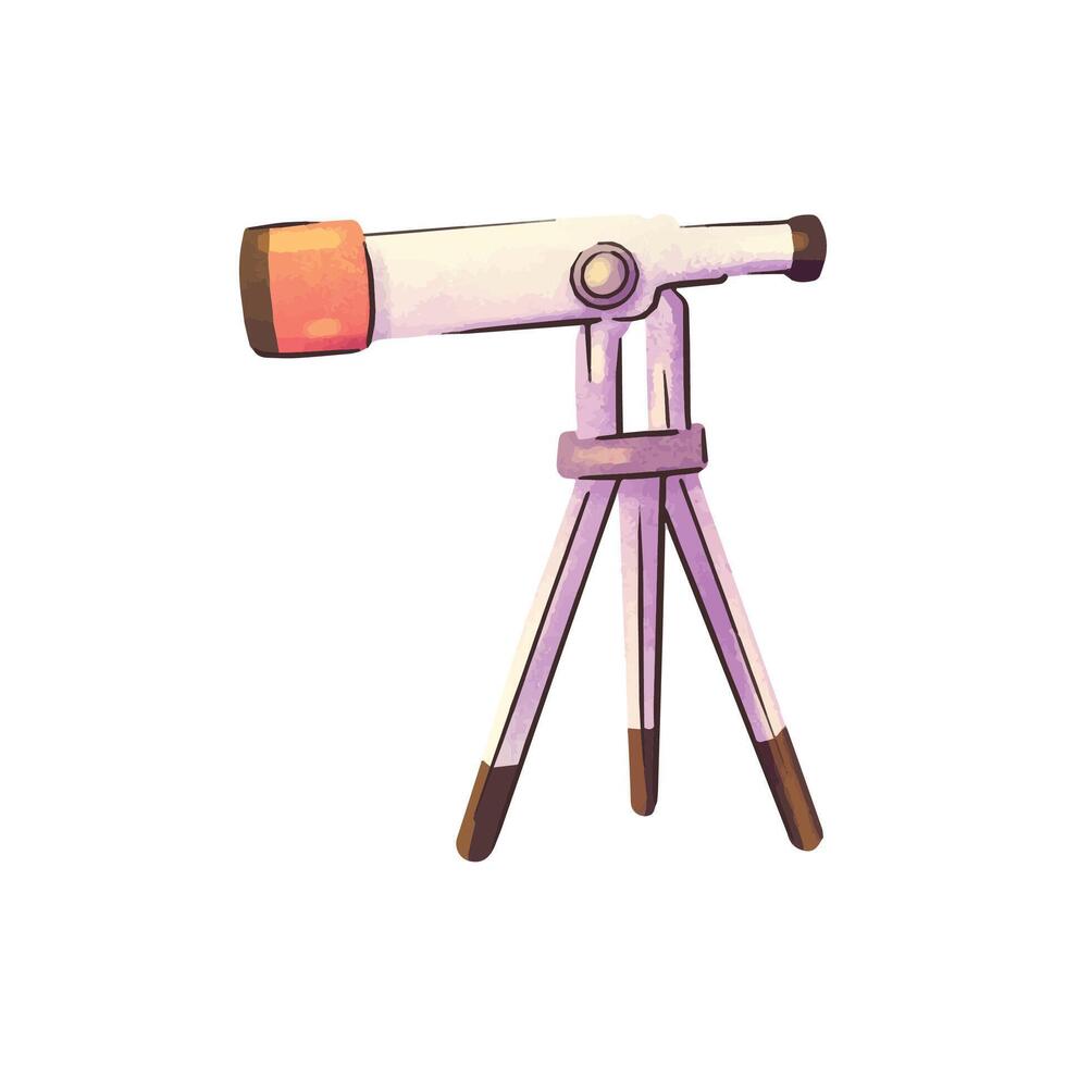 School telescope spyglass for learning astronomy at school vector