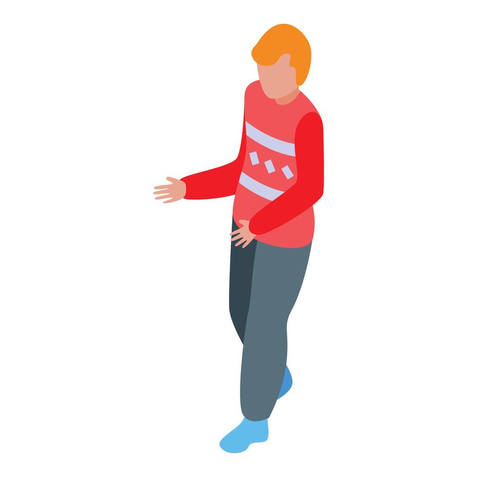 Young man walking and gesturing isometric illustration vector