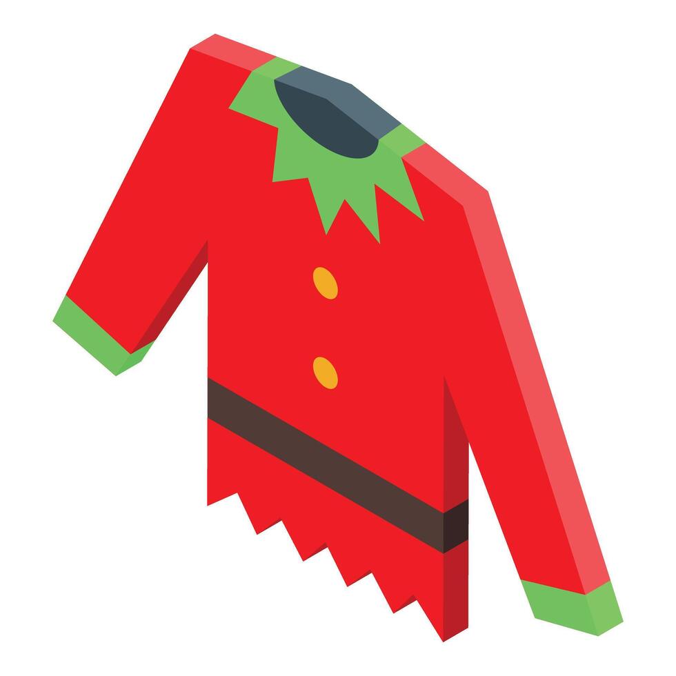 Red elf tunic with green accents isometric illustration vector