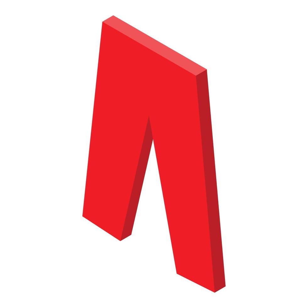 Red 3d isometric letter a standing on white background vector
