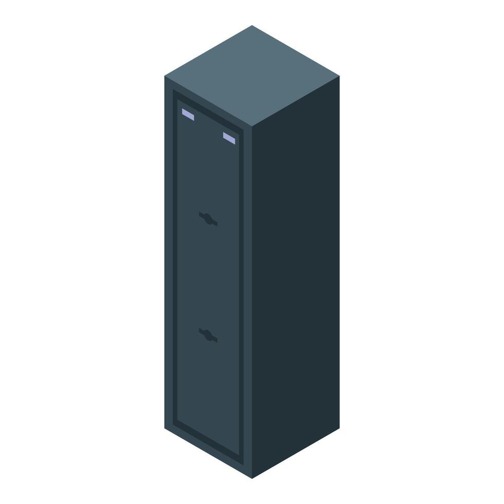 Big safe deposit box standing upright isometric view vector