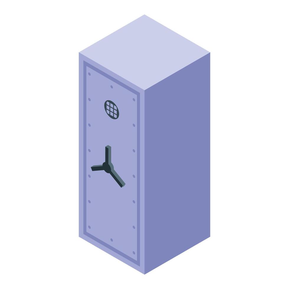 Metal safe deposit box protecting valuables isometric view vector