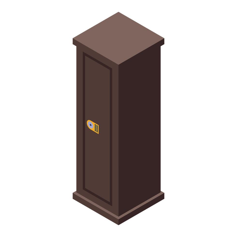 Tall safe deposit box isometric icon protecting valuables vector