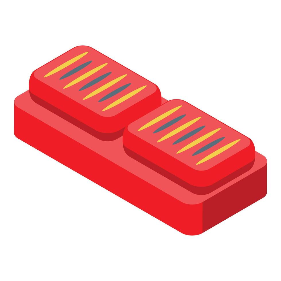 Red electric guitar pedal is lying on white background vector