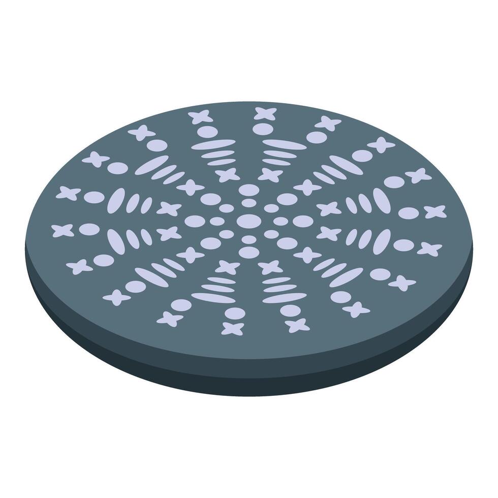 Round manhole cover presenting modern geometric pattern vector