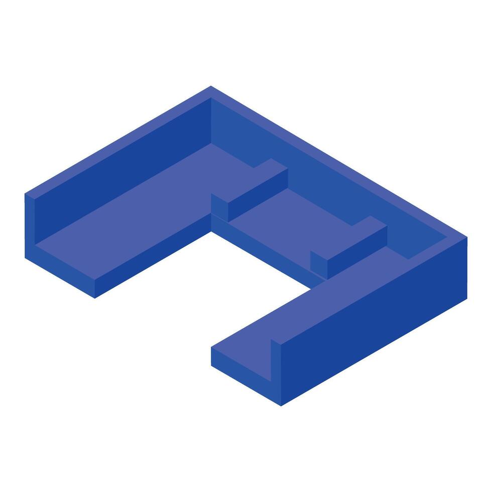 Blue swimming pool in isometric view showing stairs vector