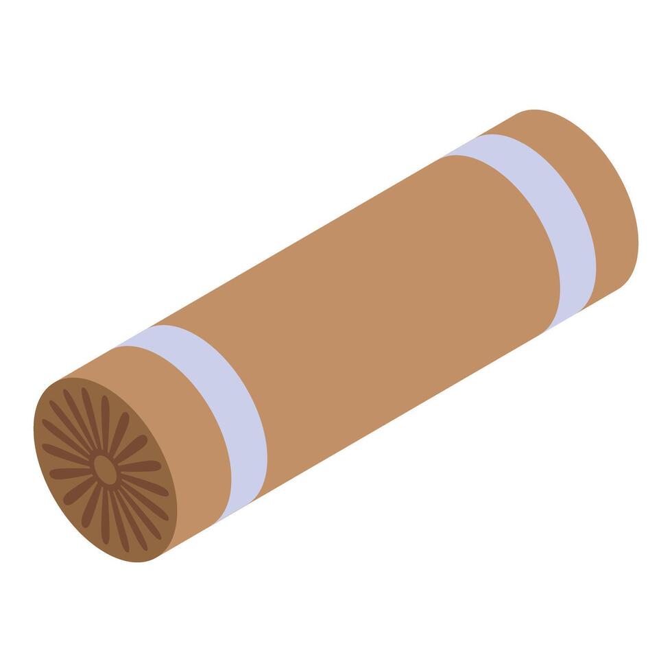 Cardboard tube with metal lid is being used for packing vector