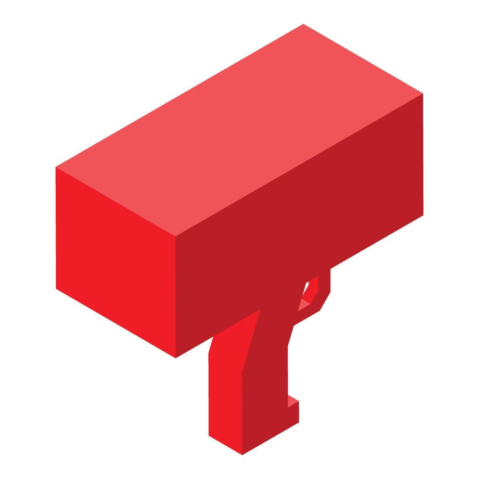 Red pistol gun weapon pointing right isometric view vector