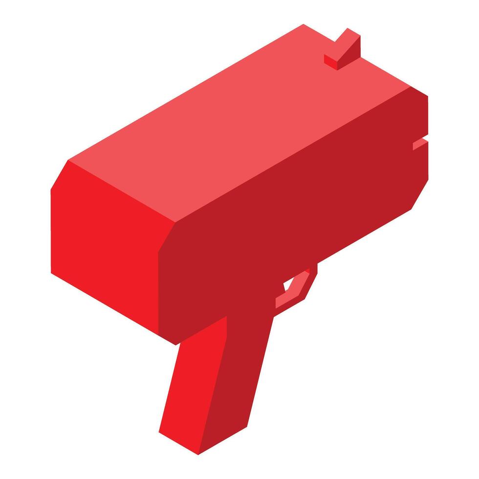 Red starting pistol icon, isometric style vector