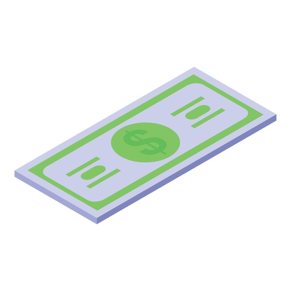 Green dollar bill isometric illustration depicting finance vector