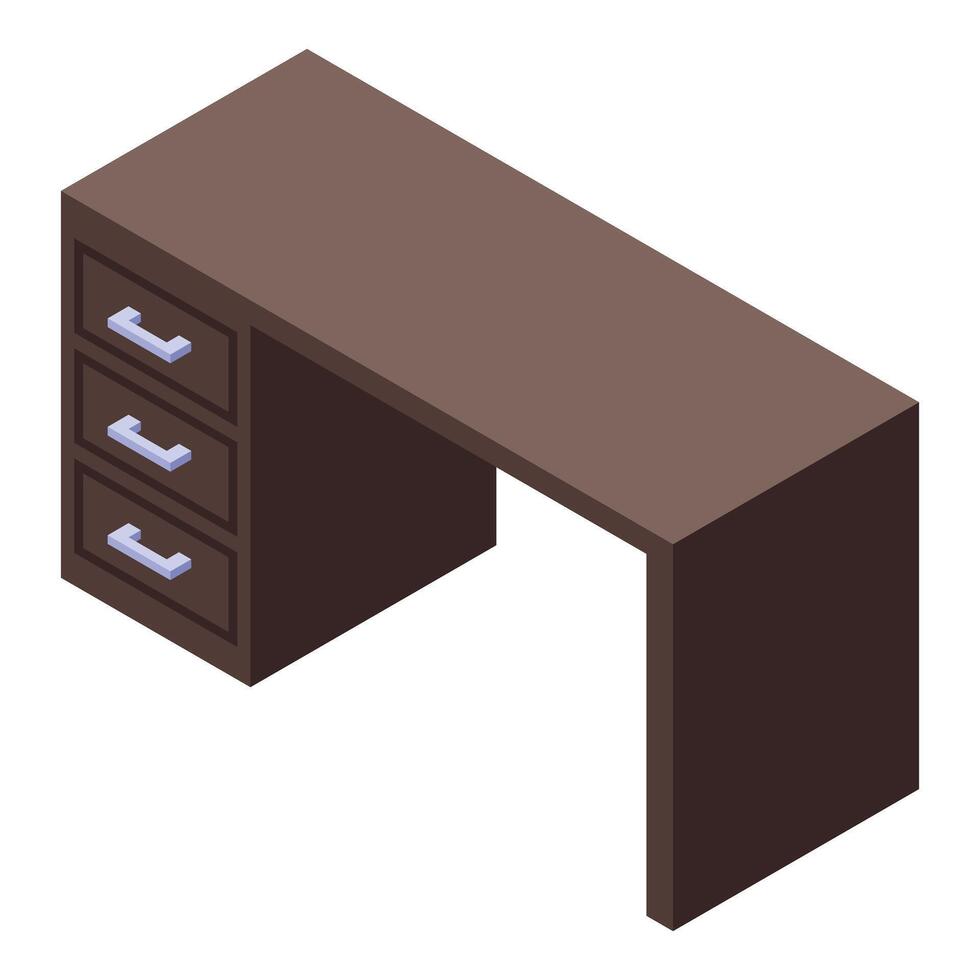 Modern office desk with drawers isometric view vector