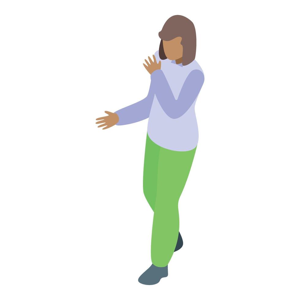 Young woman explaining something with hand gestures vector