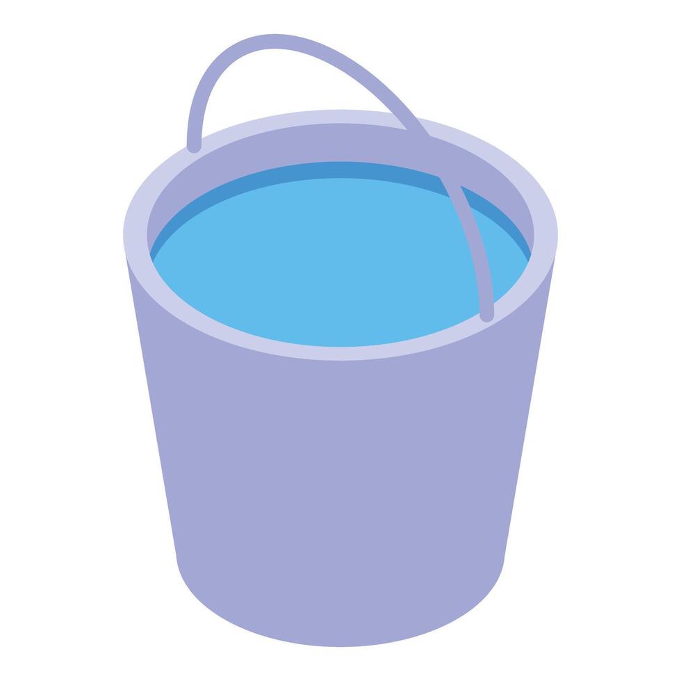 Full water bucket isometric icon vector illustration