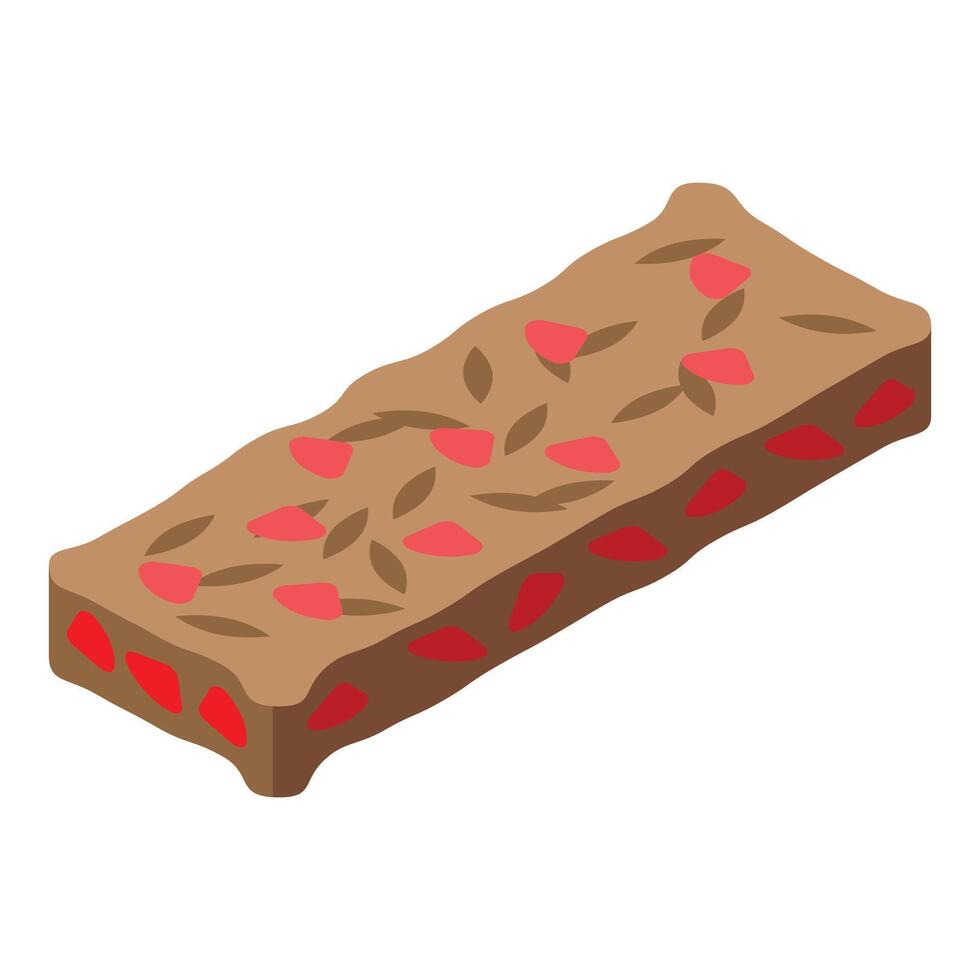 Delicious protein bar with fruits and chocolate isometric icon vector