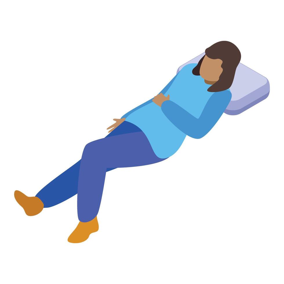 Woman relaxing on pillow having break at work vector
