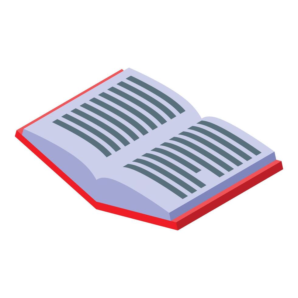 Open book lying with pages wide open isometric icon vector