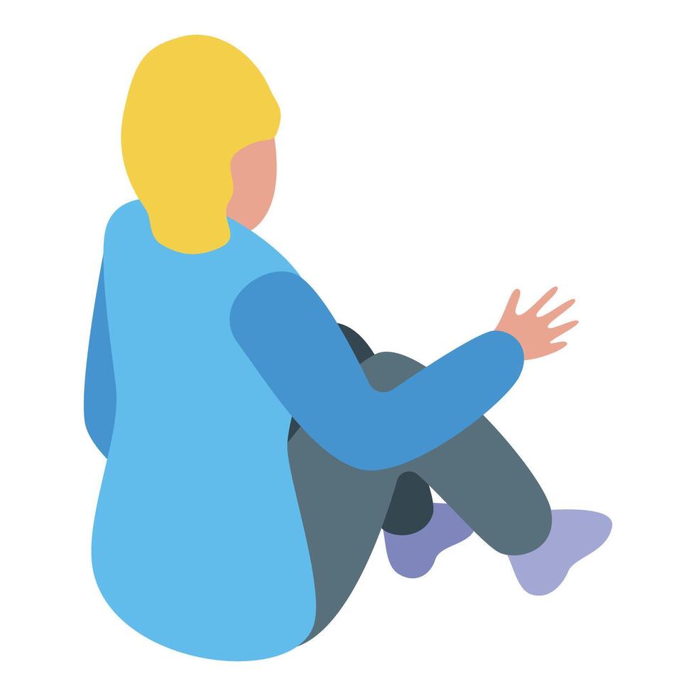 Woman sitting cross legged gesturing with hand vector