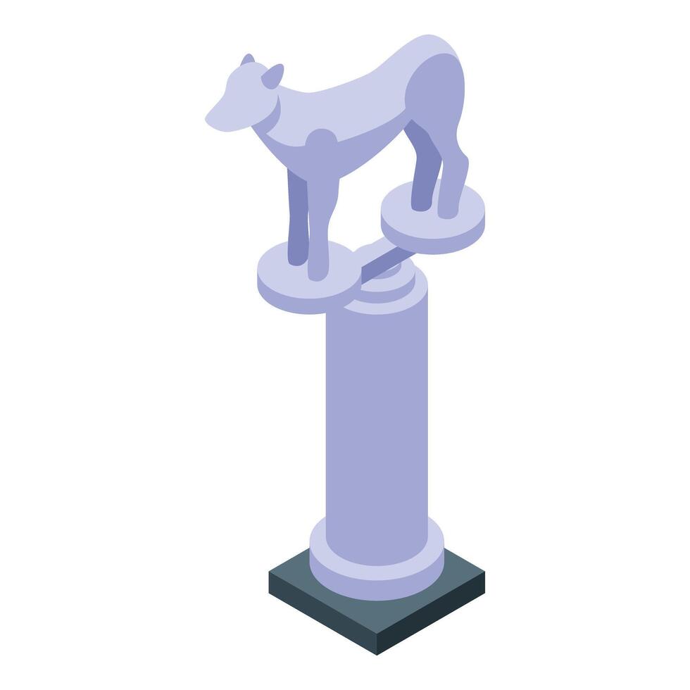 Capitoline wolf sculpture standing on column isometric icon vector