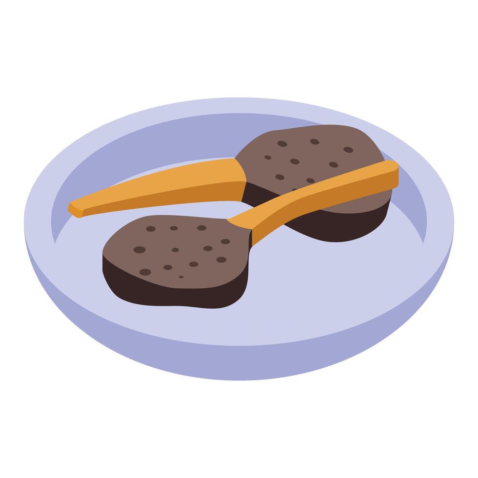 Grilled lamb chops resting on a plate are ready to be served vector