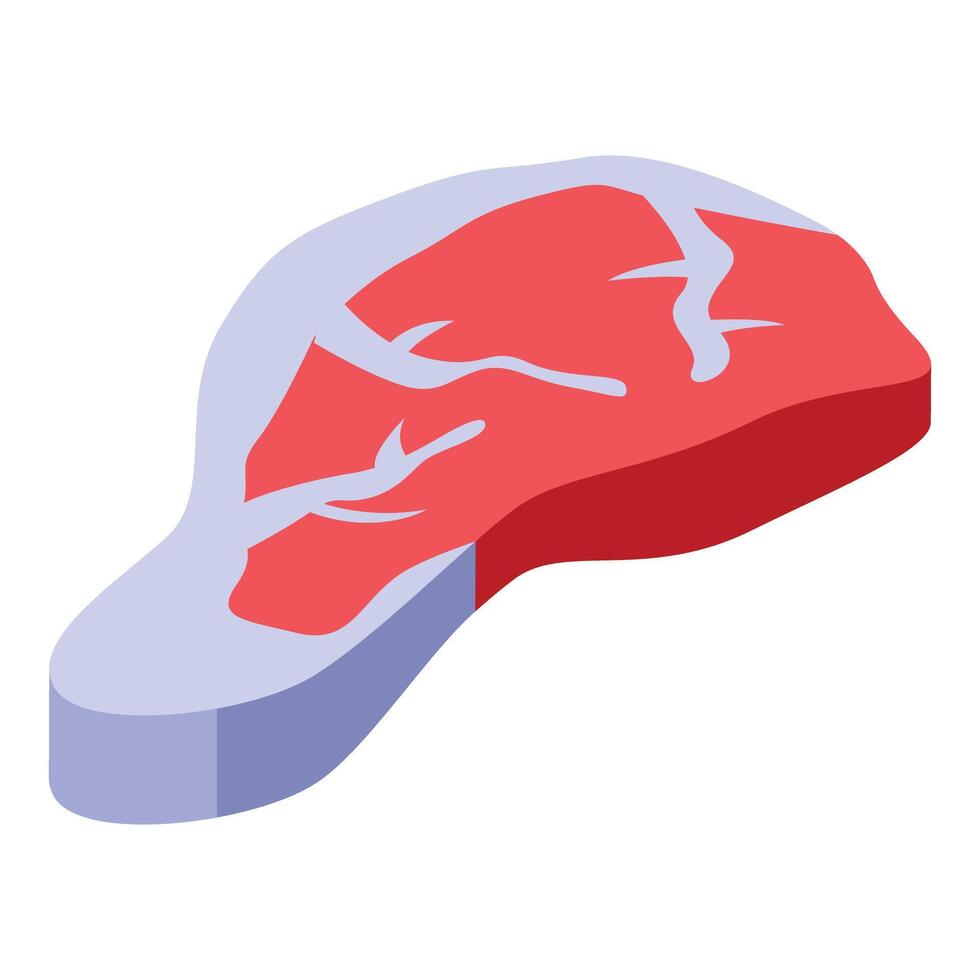 Fresh red meat steak isometric food icon vector
