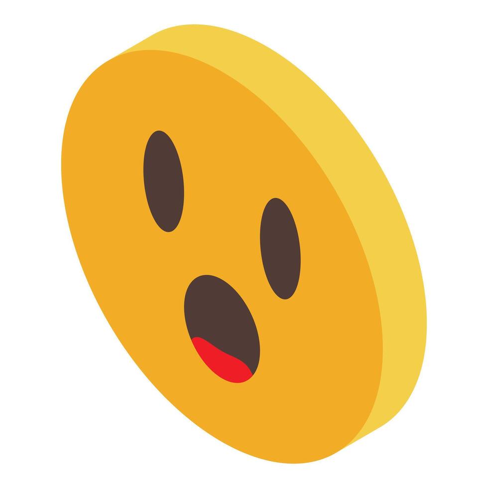 Yellow emoji showing surprise emotion with open mouth vector