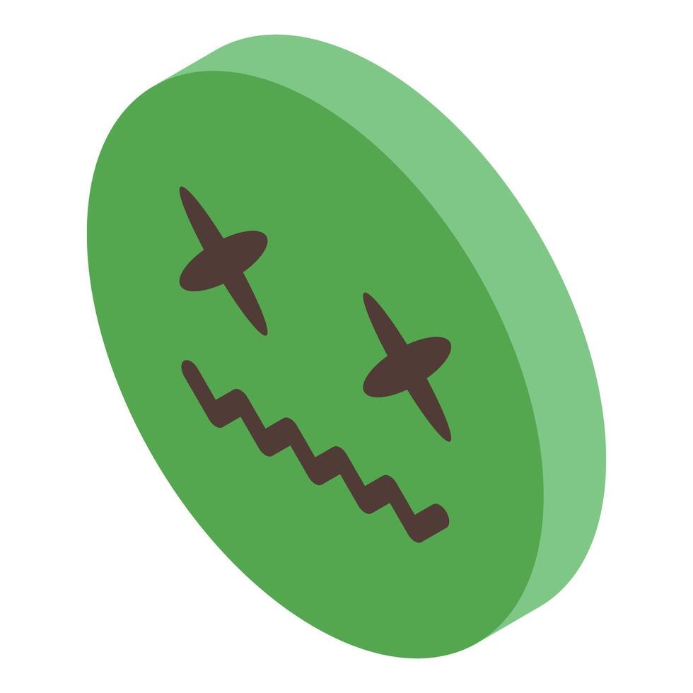 Green emoji showing disappointment with a zigzag mouth vector