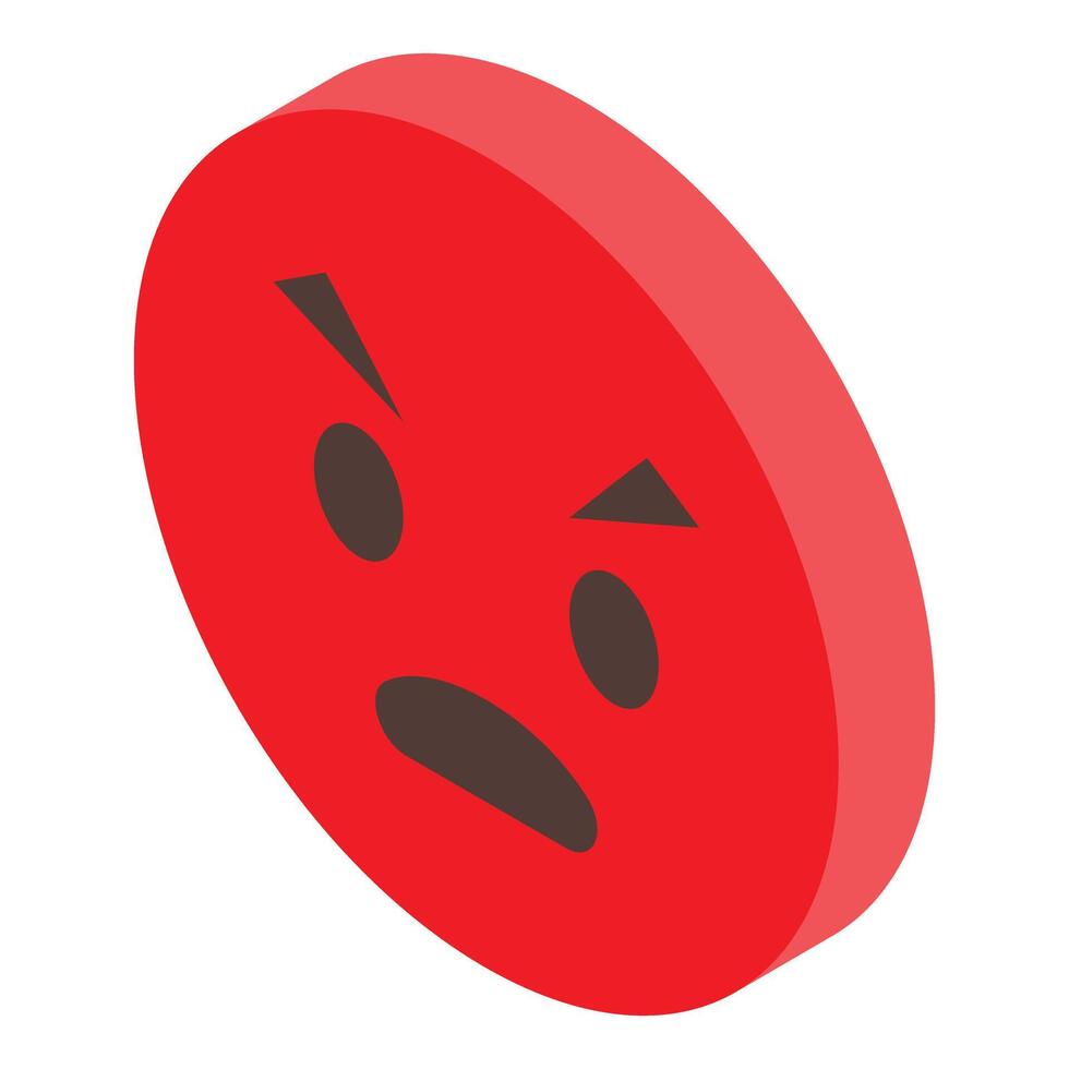 Red round angry emoji expressing displeasure vector