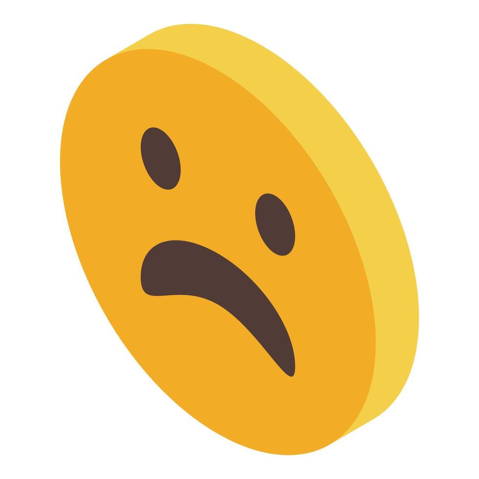 Yellow sad emoji expressing negative emotion isometric icon vector