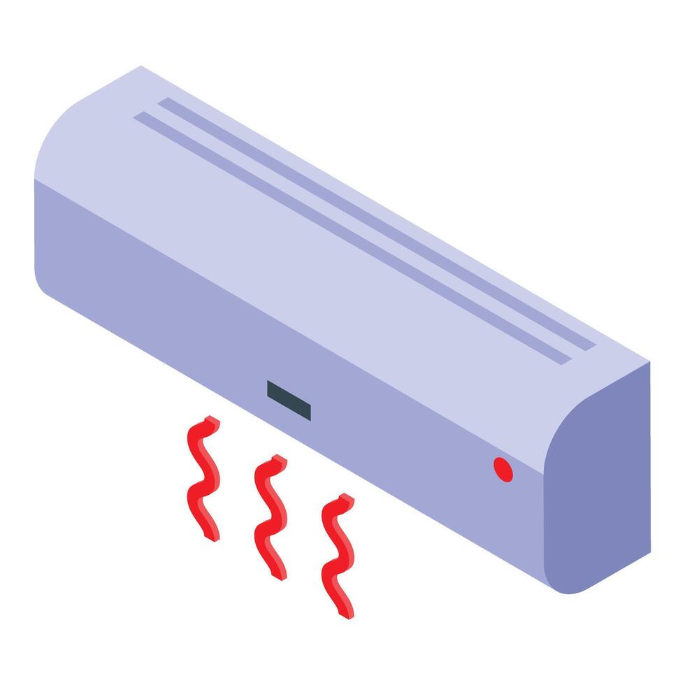 Wall mounted air conditioner blowing hot air isometric view vector