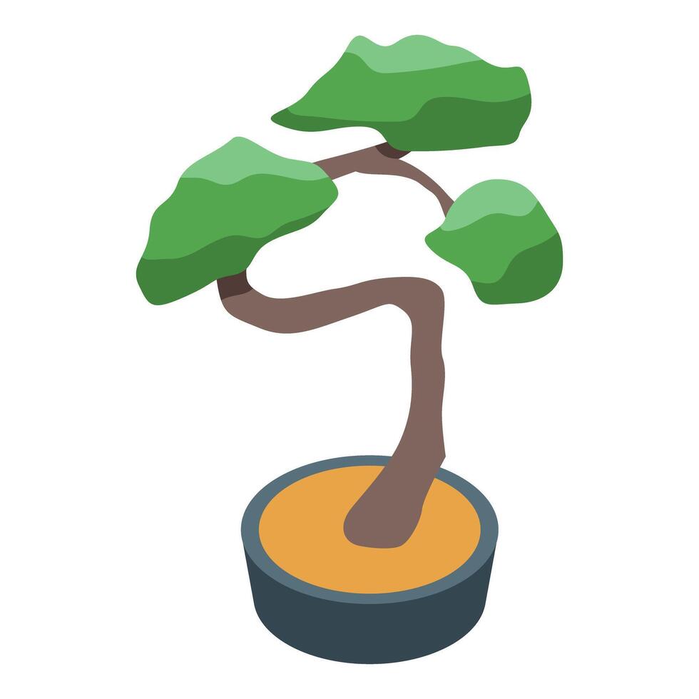 Small bonsai tree growing in a pot isometric icon vector