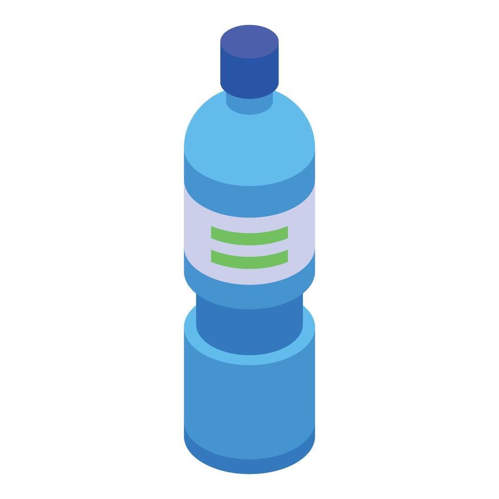 Isometric blue plastic water bottle with label vector