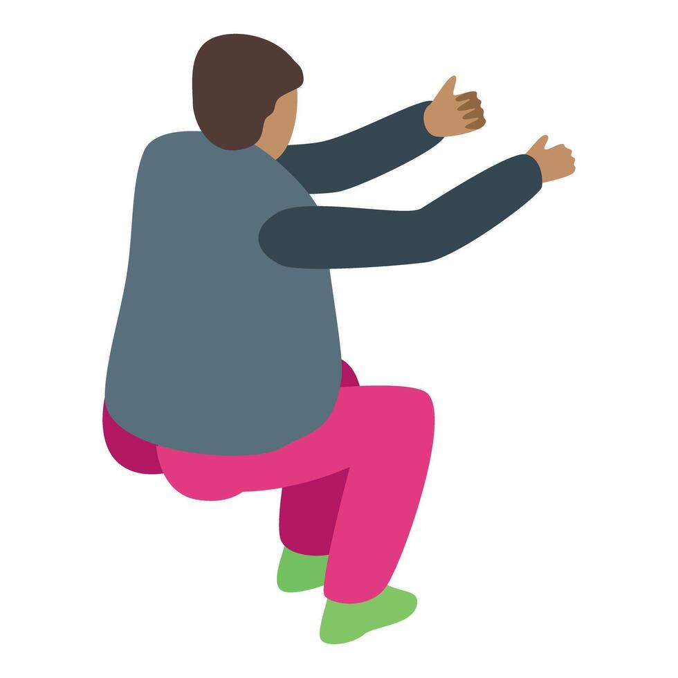 Young man is sitting and showing thumbs up gesture isometric icon vector