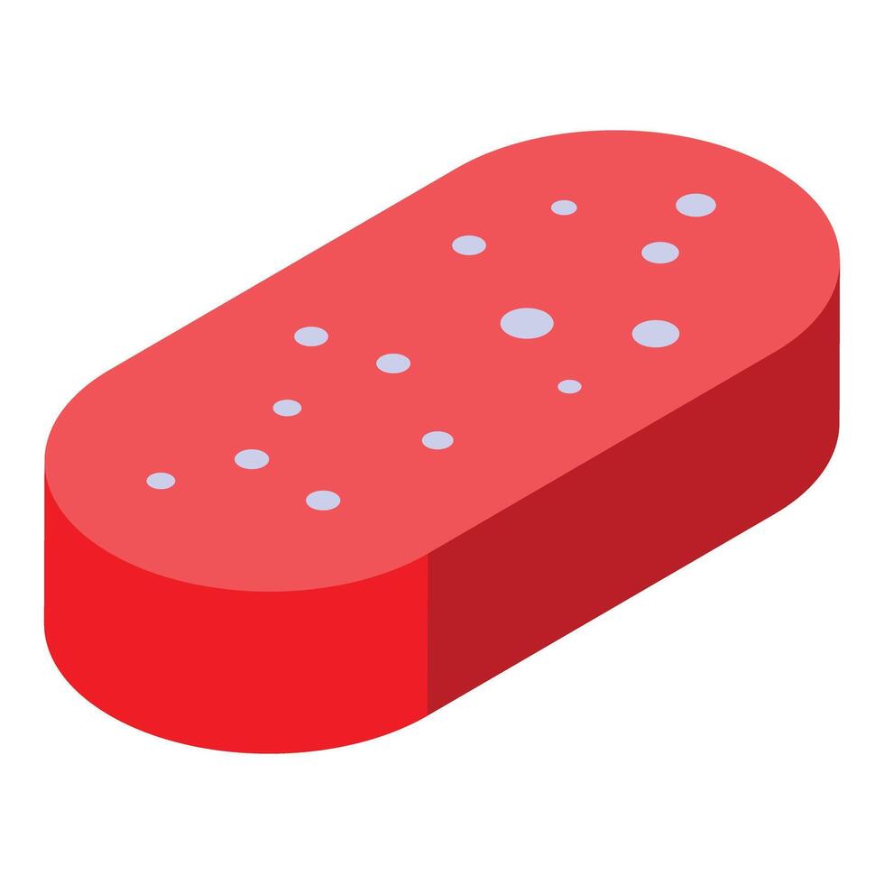 Red salami sausage showing white fat isometric view vector