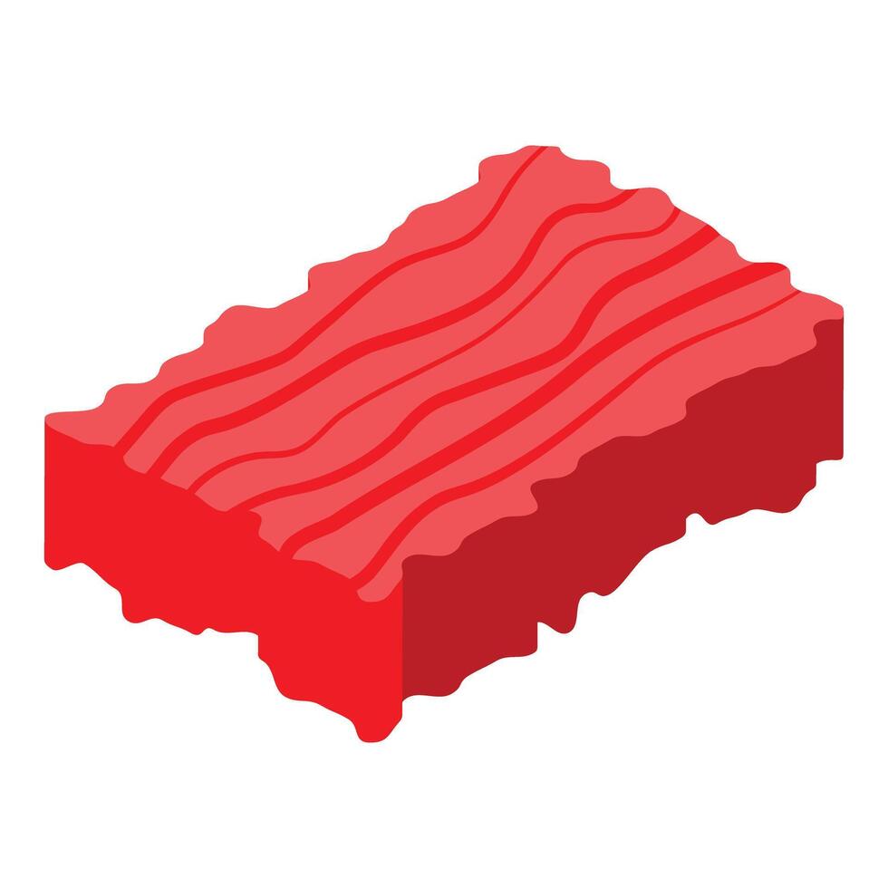 Red rectangular piece of meat for cooking isometric icon vector