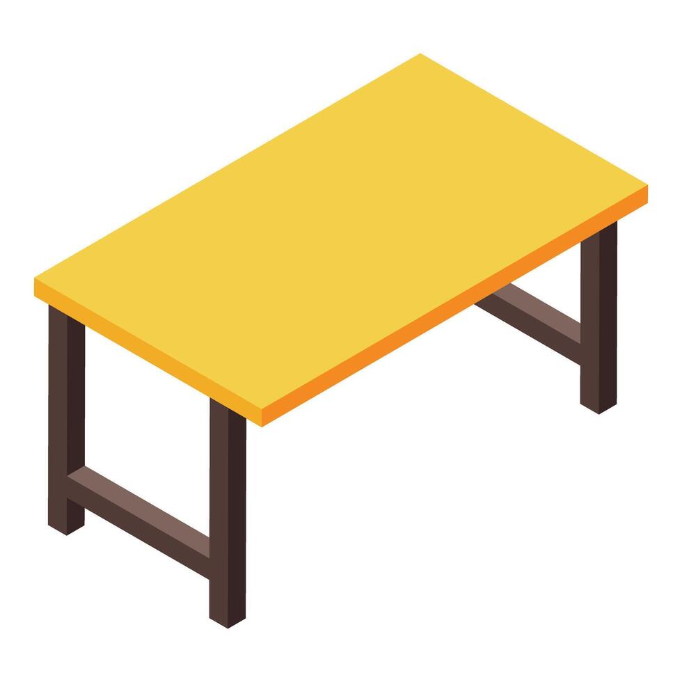 Yellow desk isometric style furniture for room vector