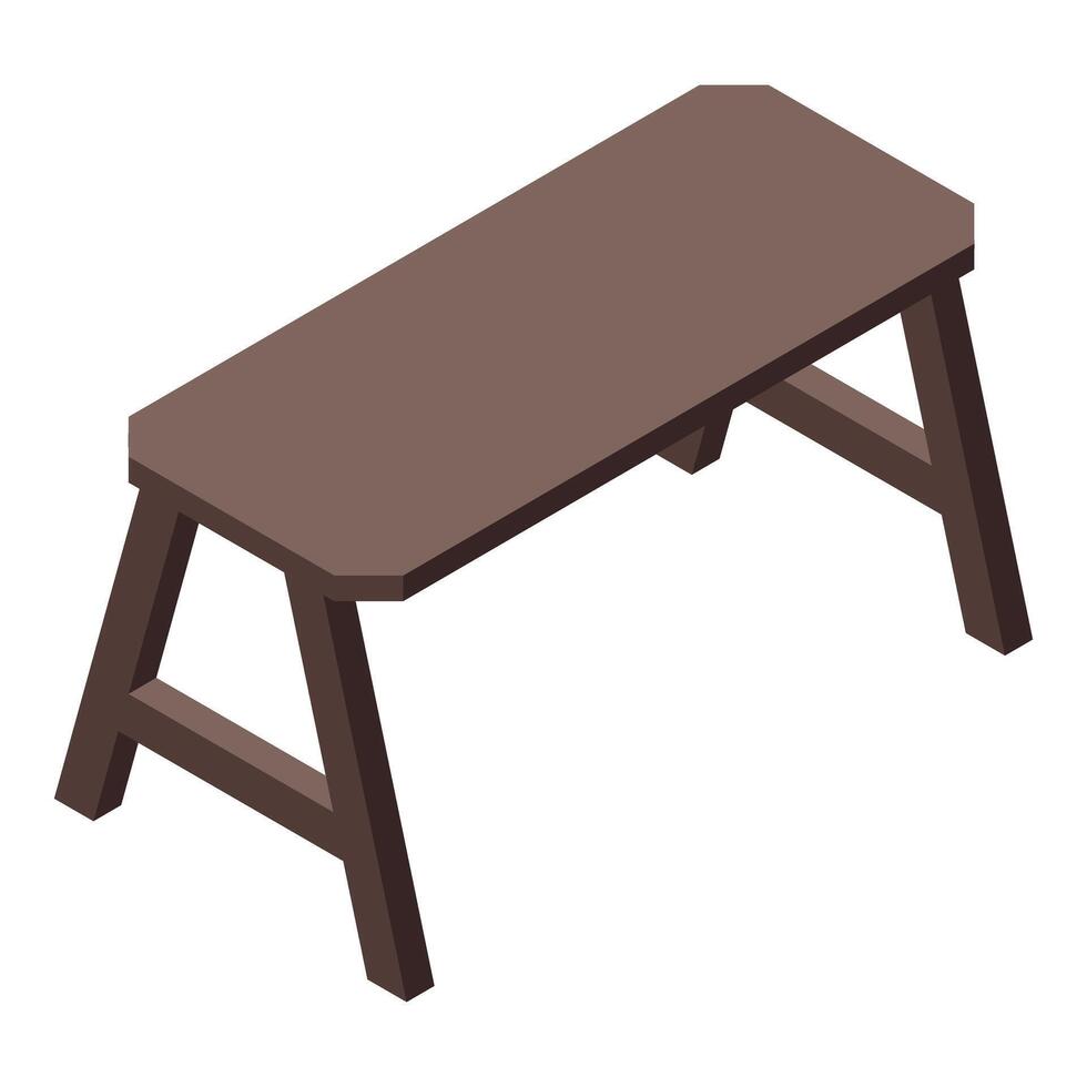 Wooden bench isometric style furniture for parks and gardens vector