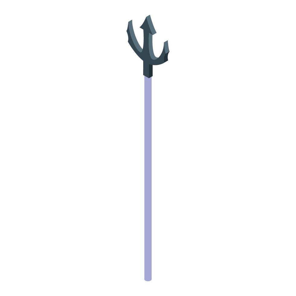 Black trident with three sharp points standing upright on white background vector
