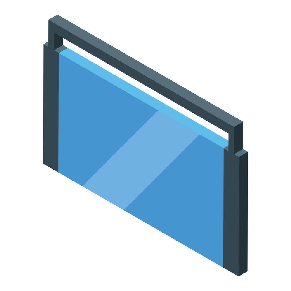 Modern glass door is inserted in a wall opening during construction works vector