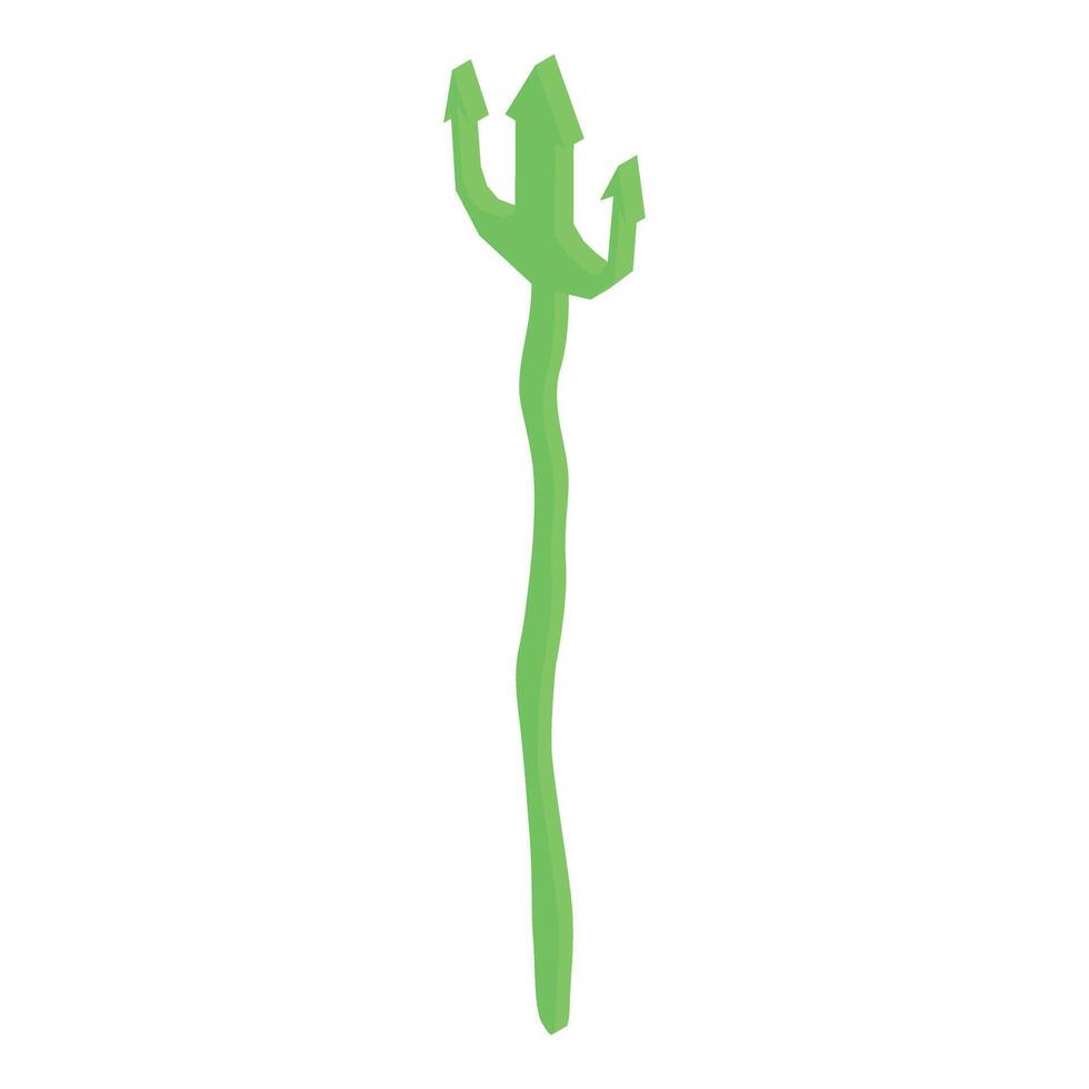 Green trident devil pitchfork standing up isolated vector